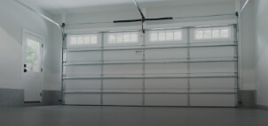 The interior of a closed garage door